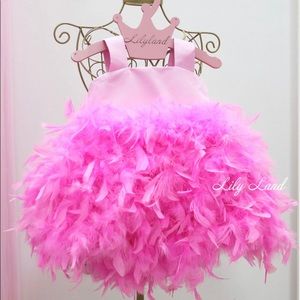 Pink feather birthday dress